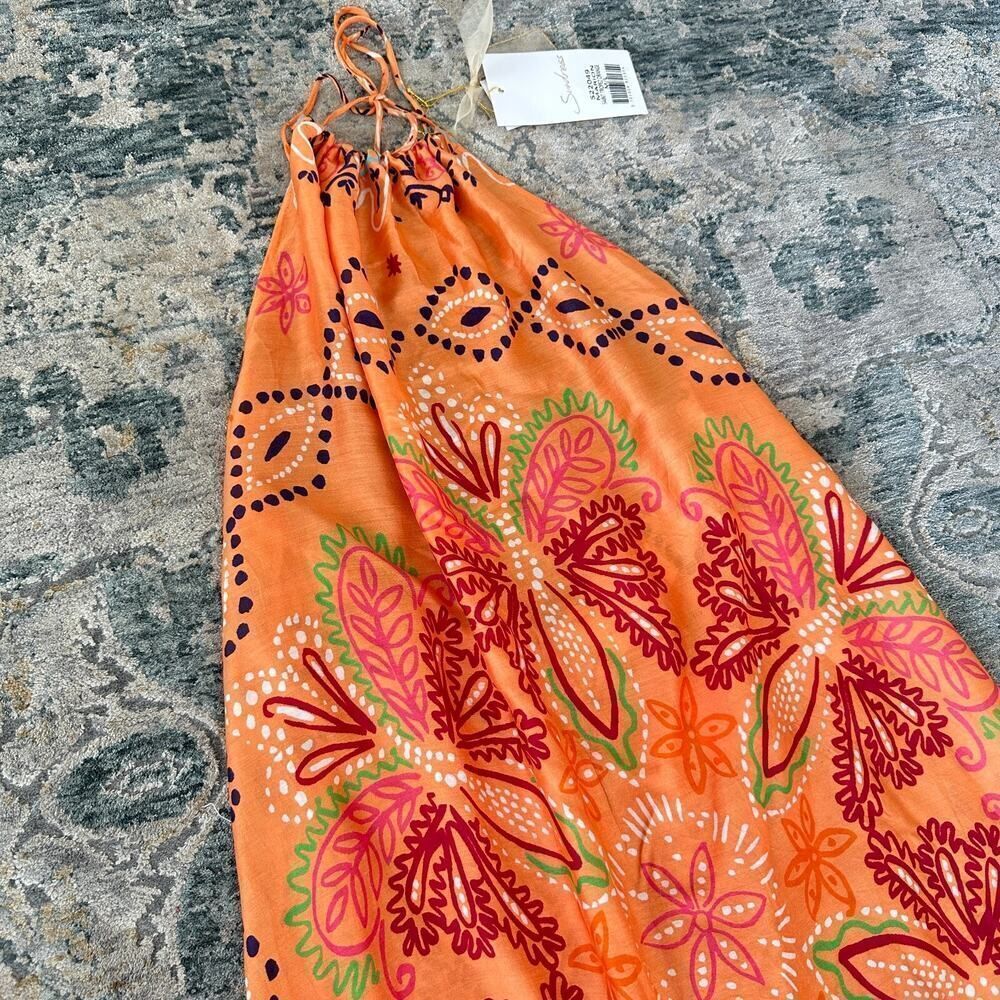 Sundress Maxi Dress M/L Floral Halter Tiered‎ Flounce Boho Resort Vacation Luxe - Picture 7 of 14